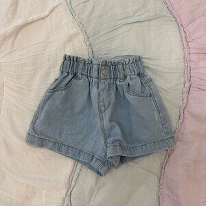 ZARA PAPERBAG WAIST DENIM SHORTS 3-4Y